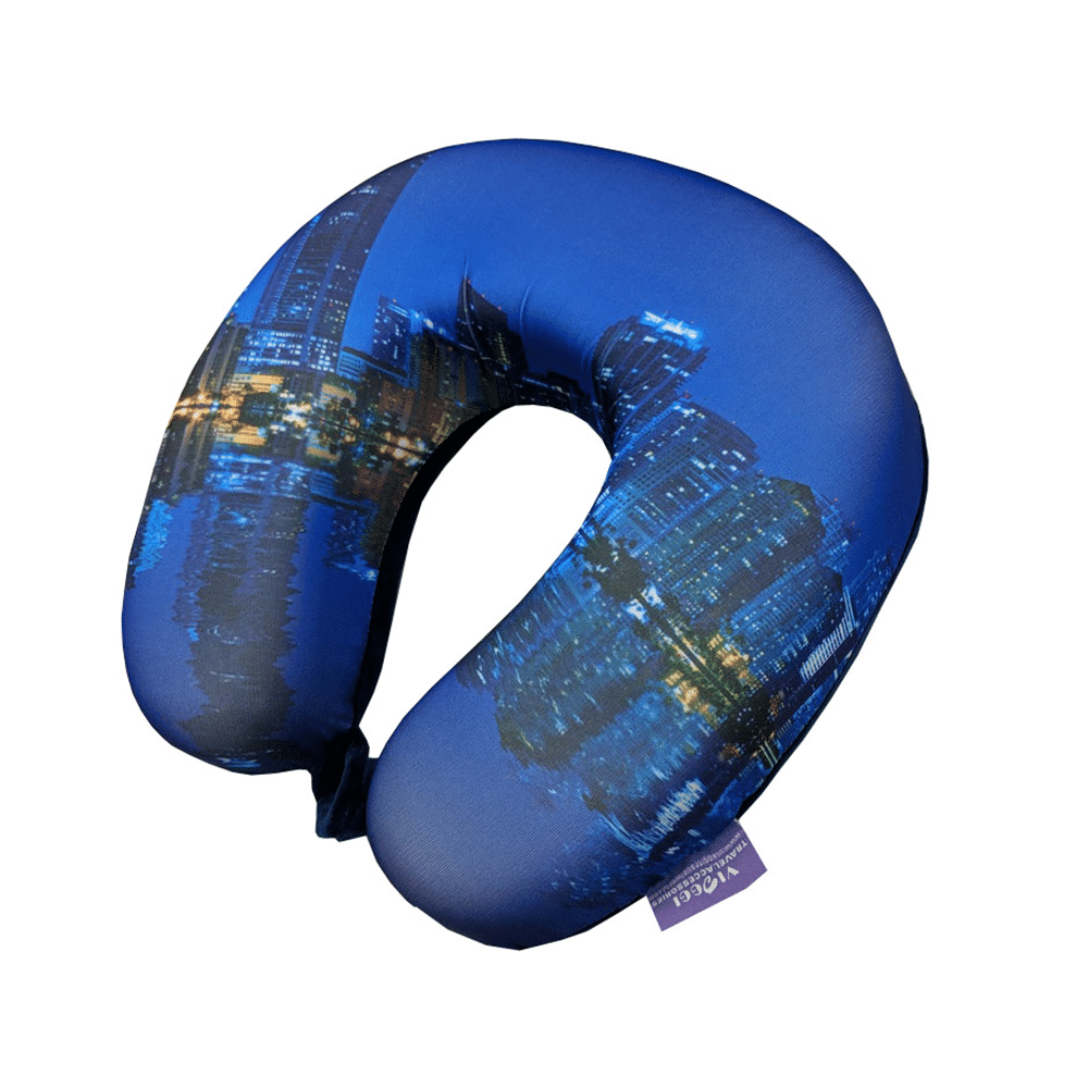 Viaggi Super Soft Memory Foam Neck Pillow City Blue - Image 2
