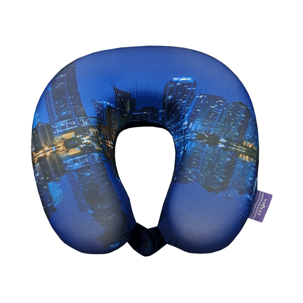 Viaggi Super Soft Memory Foam Neck Pillow City Blue