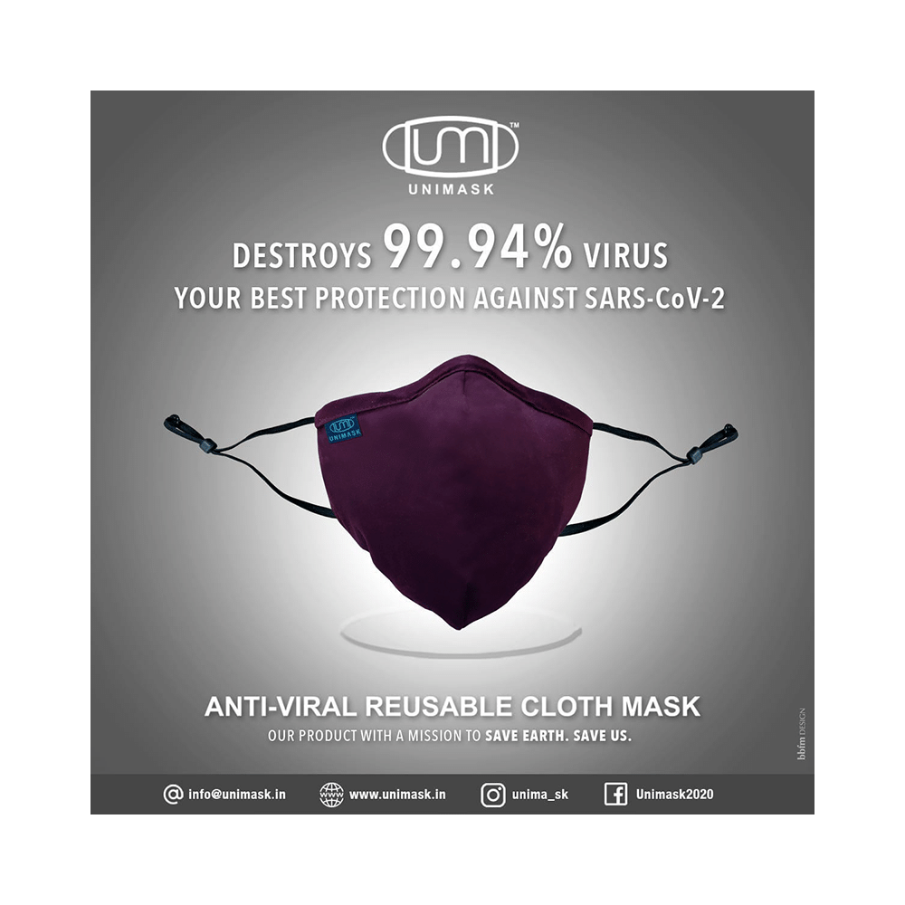 Unimask Anti-Viral Reusable Cloth Mask Wine - Image 2