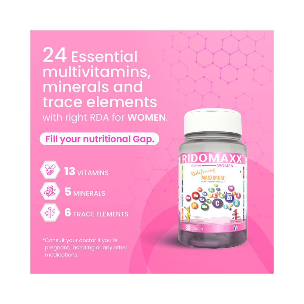 Combo Pack of Ridomaxx Multivitamins & Minerals Tablet for Women (60) & Ridomaxx Ortho Oil (75ml) - Image 4
