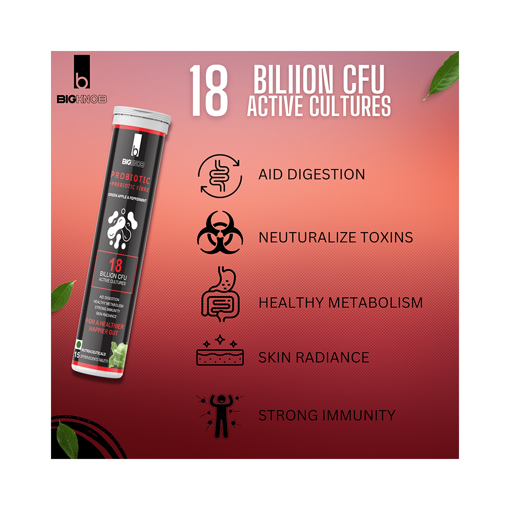 Bigknob Probiotic + Prebiotic Fibre 18 Billion CFU Active Cultures Effervescent Tablet - Image 3