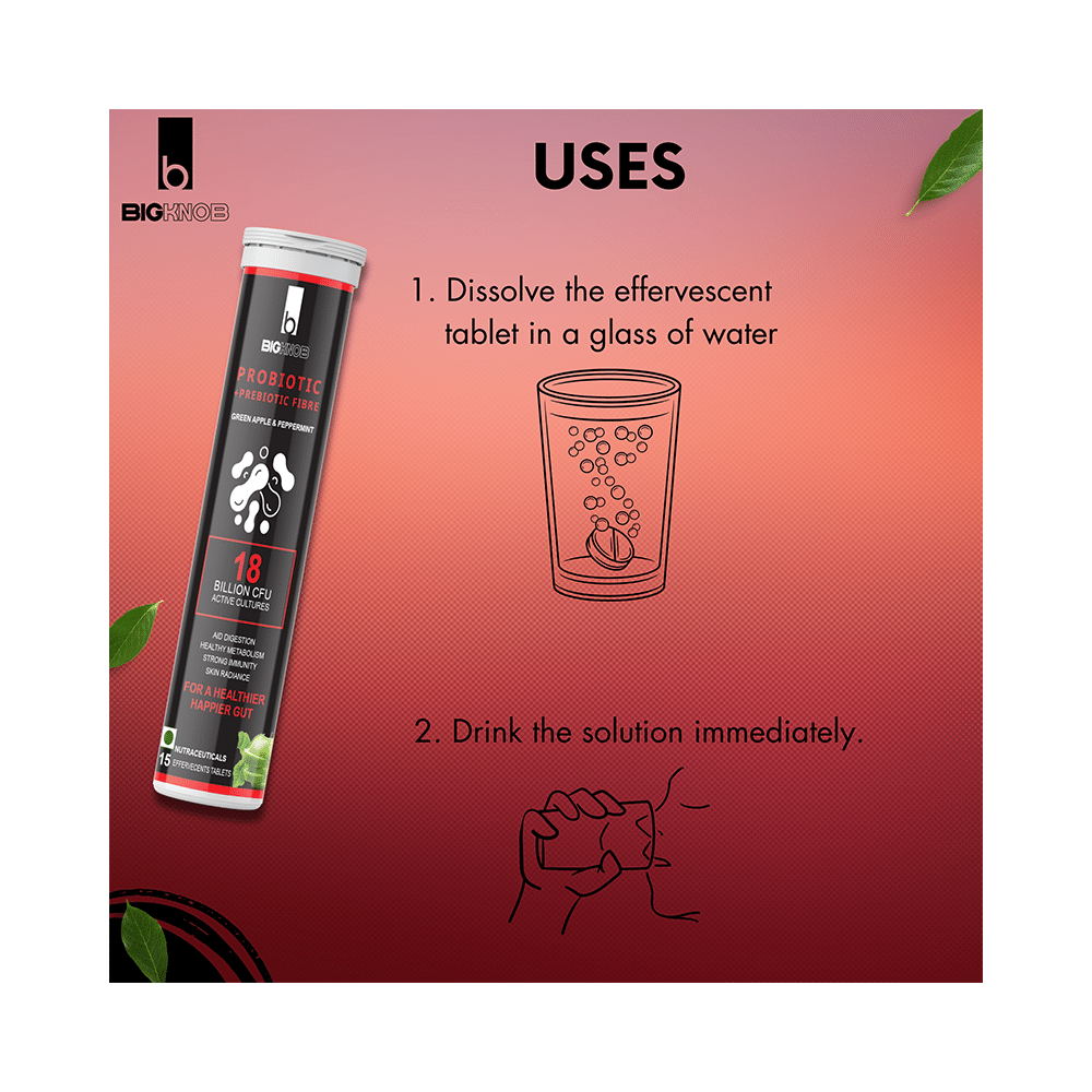 Bigknob Probiotic + Prebiotic Fibre 18 Billion CFU Active Cultures Effervescent Tablet - Image 5