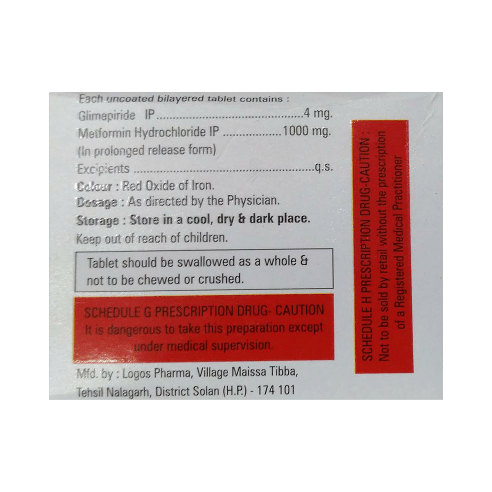 Endoformin G Forte 4mg/1000mg Tablet PR - Image 2