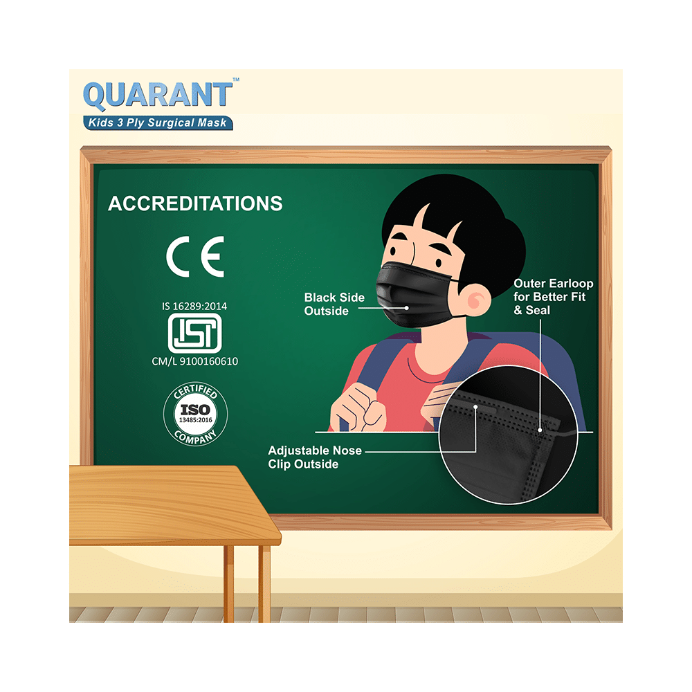 Quarant Kids 3 Ply Surgical Mask (50 Each) Black - Image 4