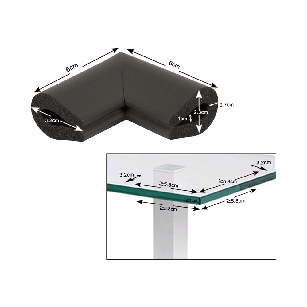 Safe-O-Kid High Density U Shaped Nbr Corner Cushions Black - Image 4