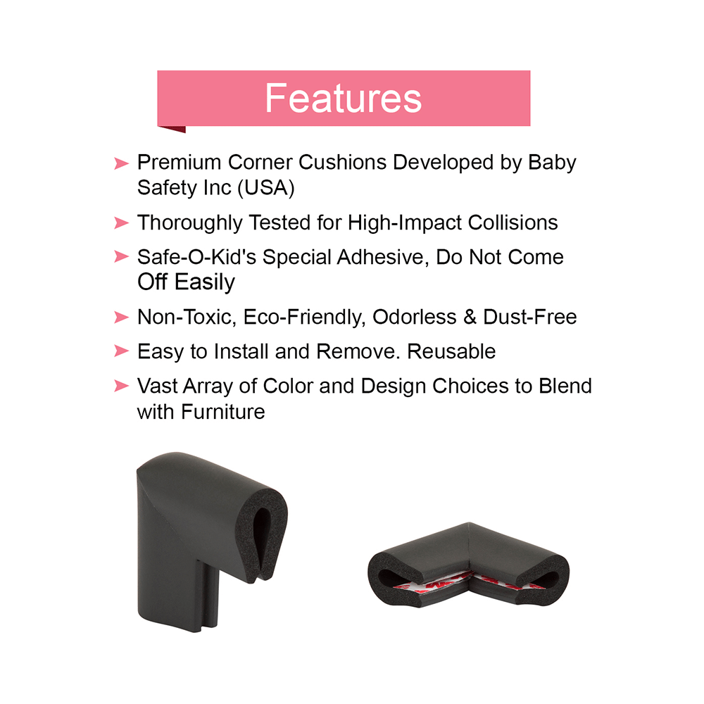 Safe-O-Kid High Density U Shaped Nbr Corner Cushions Black - Image 2