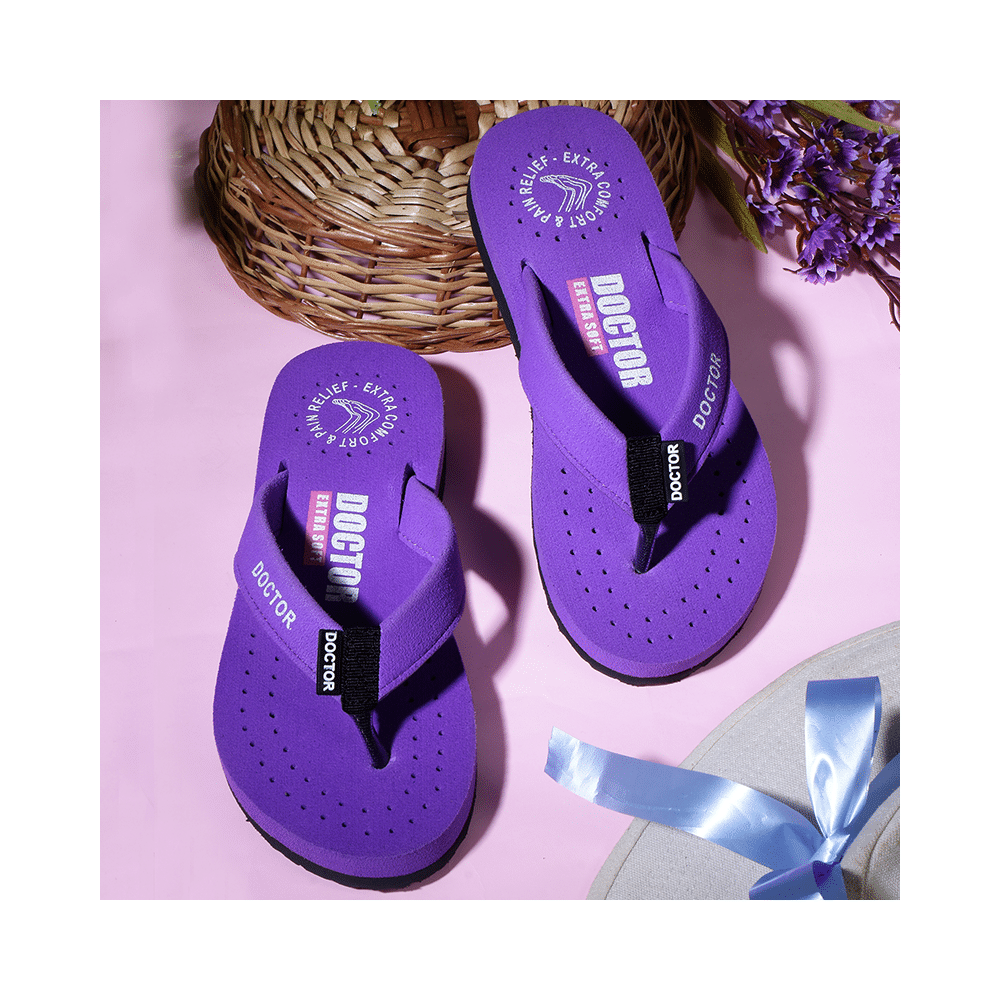 Doctor Extra Soft D 16 Orthopaedic and Diabetic Feel Good Super Comfort Slippers for Women Purple 3 - Image 3
