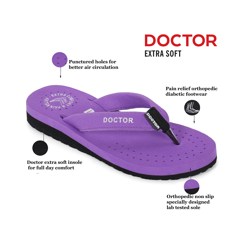 Doctor Extra Soft D 16 Orthopaedic and Diabetic Feel Good Super Comfort Slippers for Women Purple 3 - Image 2