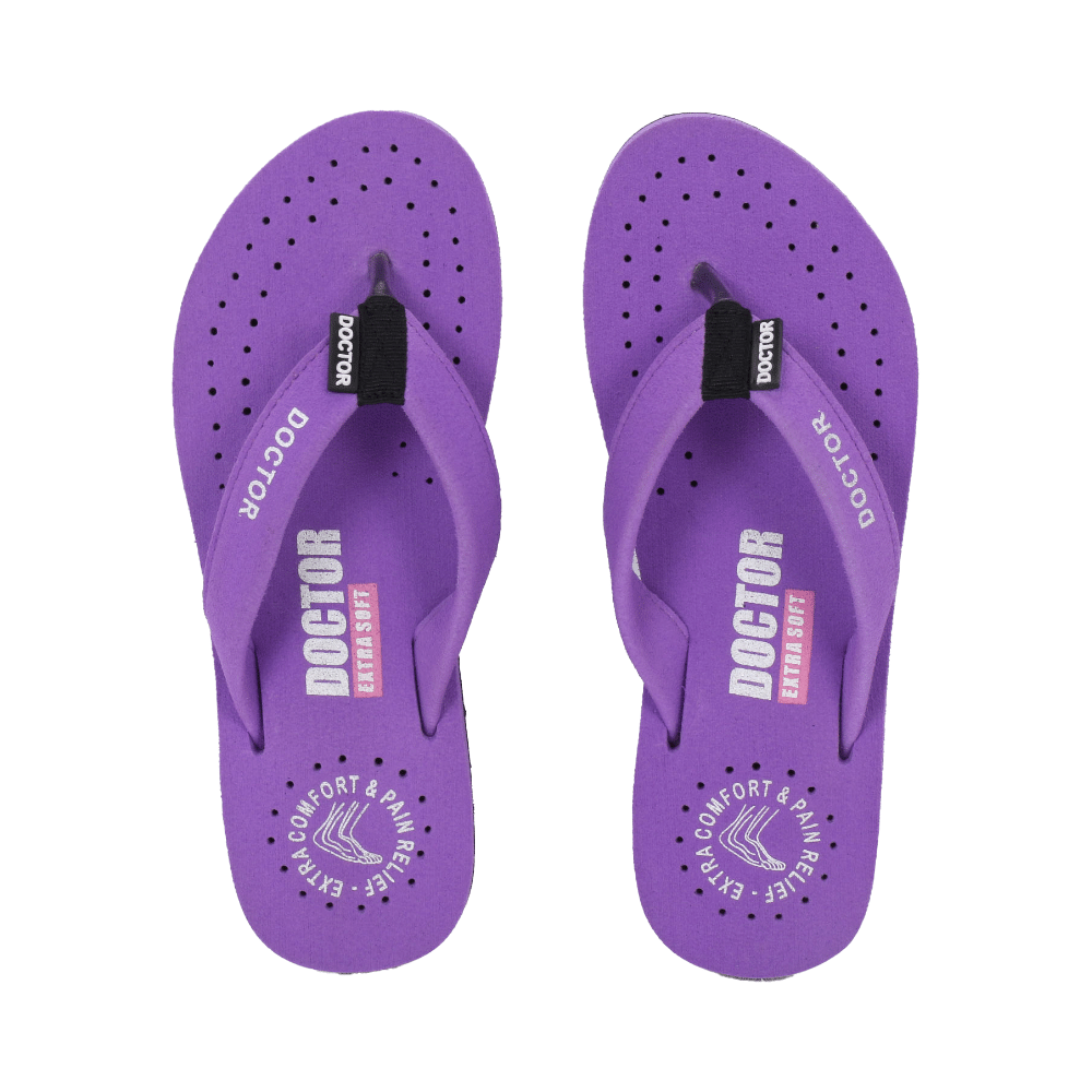 Doctor Extra Soft D 16 Orthopaedic and Diabetic Feel Good Super Comfort Slippers for Women Purple 3 - Image 1