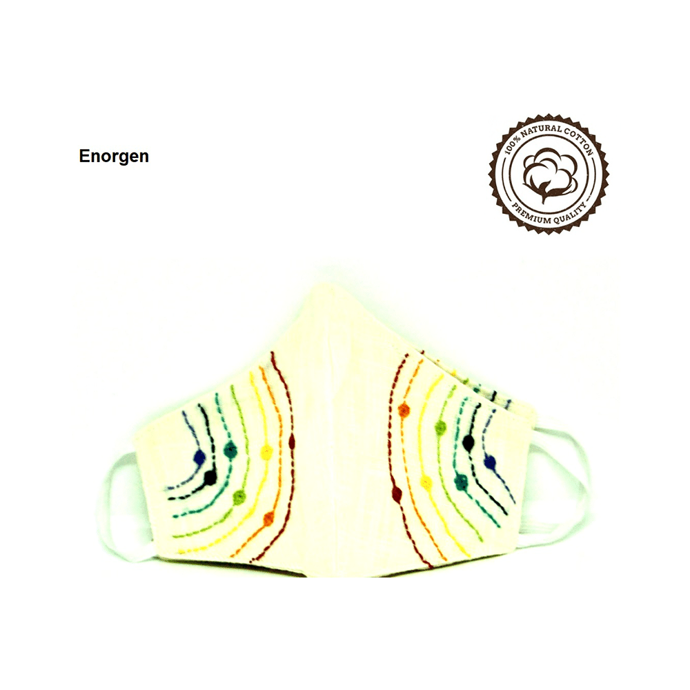 Enorgen Designer 100% Cotton Washable Reusable Protective Face Printed Mask White - Image 2