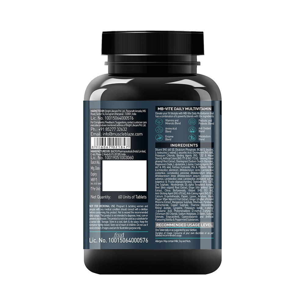 MuscleBlaze MB-Vite Multivitamin | With Amino Acids, Pre & Probiotic Blend | For Energy, Gut Health & Immunity | Tablet - Image 3