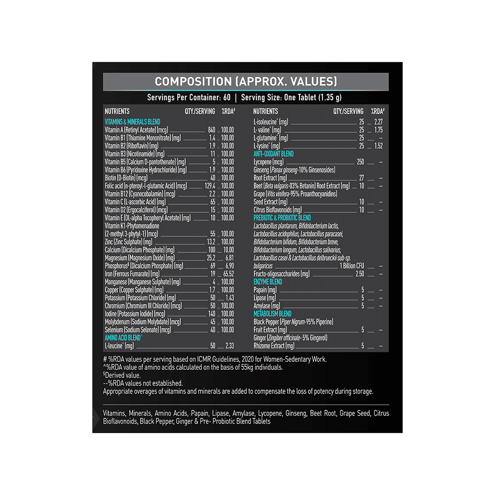MuscleBlaze MB-Vite Multivitamin | With Amino Acids, Pre & Probiotic Blend | For Energy, Gut Health & Immunity | Tablet - Image 5