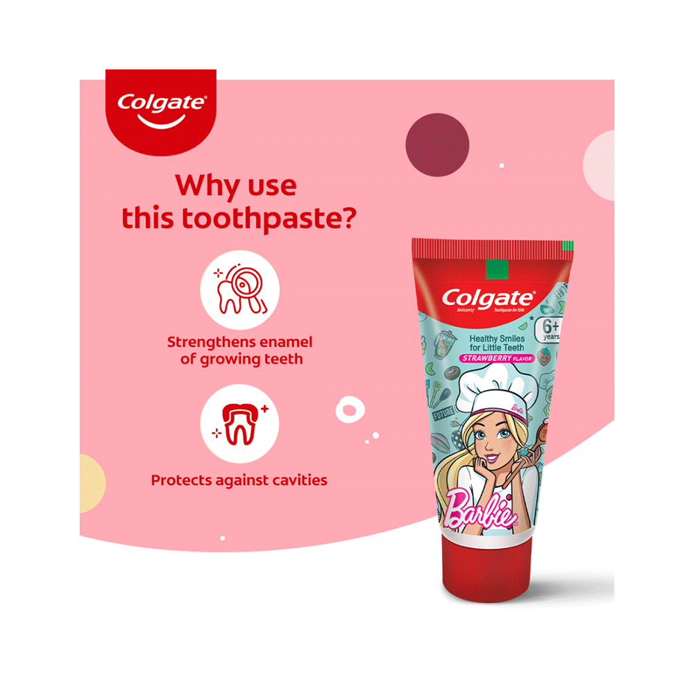 Colgate Anticavity Barbie Toothpaste for Kids | Flavour Strawberry - Image 5