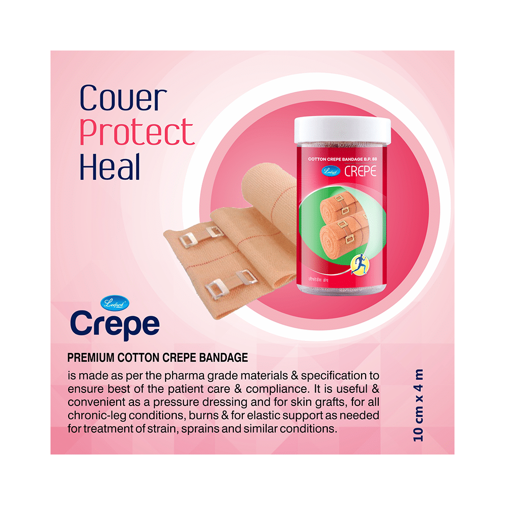 Leeford Crepe Cotton Crepe Bandage B.P. 88 10cm x 4m - Image 5