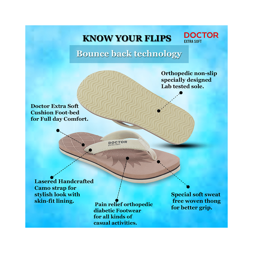 Doctor Extra Soft D 5 Women's Slippers with Bounce Back Technology Orthopaedic and Diabetic MCR Anti-skid Cushion Comfort Khaki 7 - Image 11