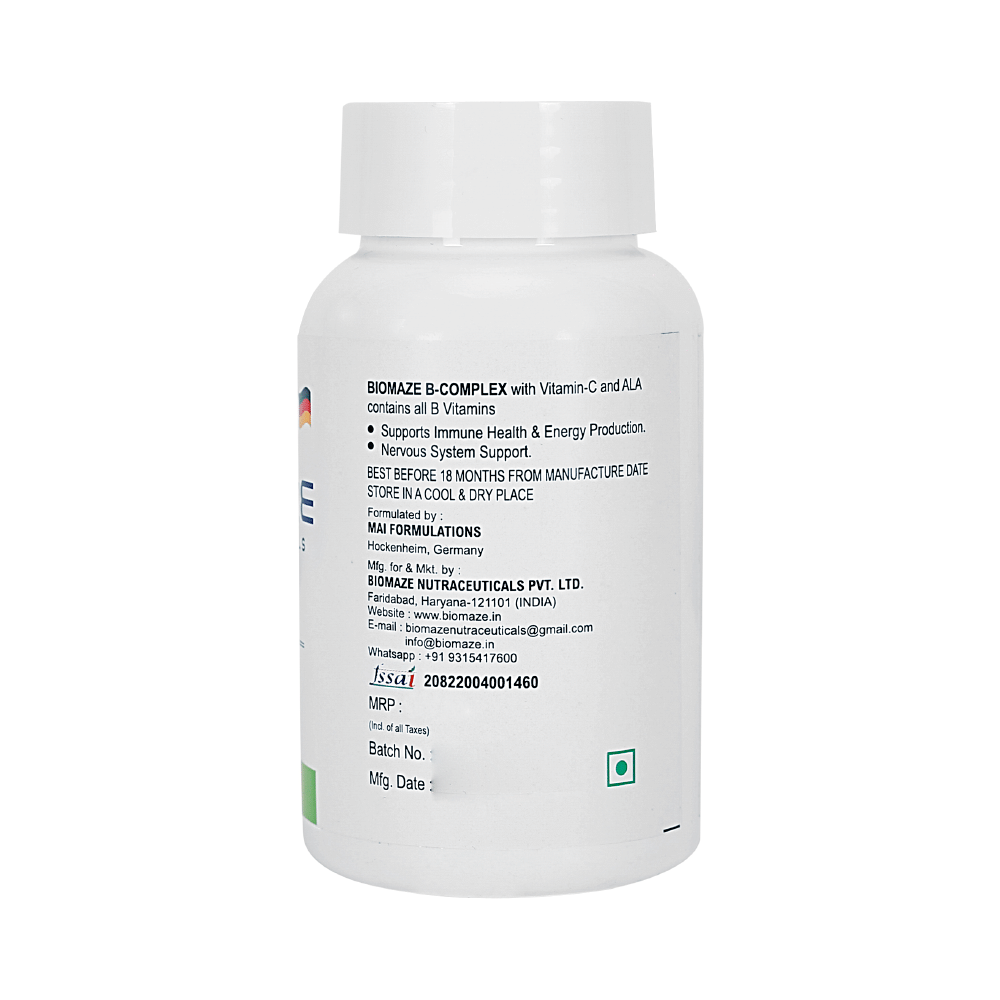 Biomaze Nutraceuticals B-Complex with Vitamin C and ALA Capsule - Image 3