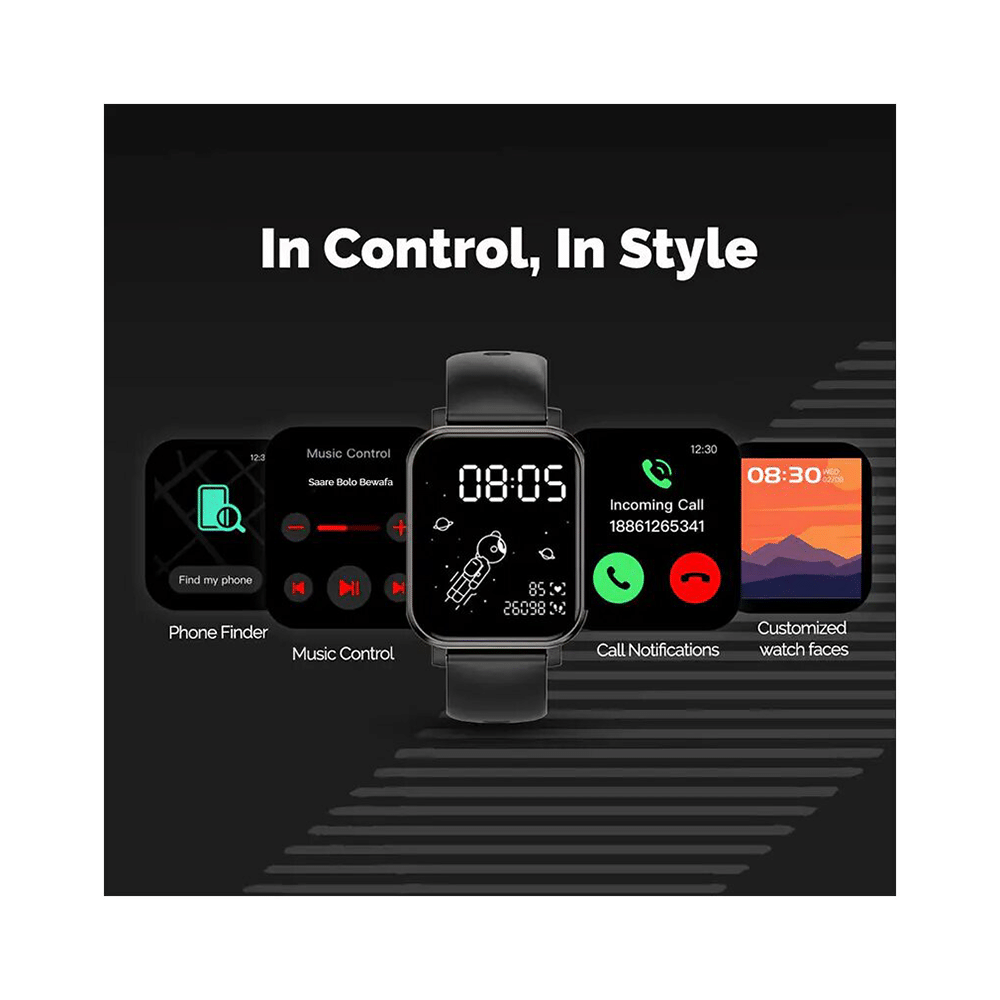 GOQii Stream Bluetooth Calling Smart Watch with 5 Lakh Health, 1 Lakh Life Insurance and 3 Months Free Health & Fitness Coaching Black - Image 9