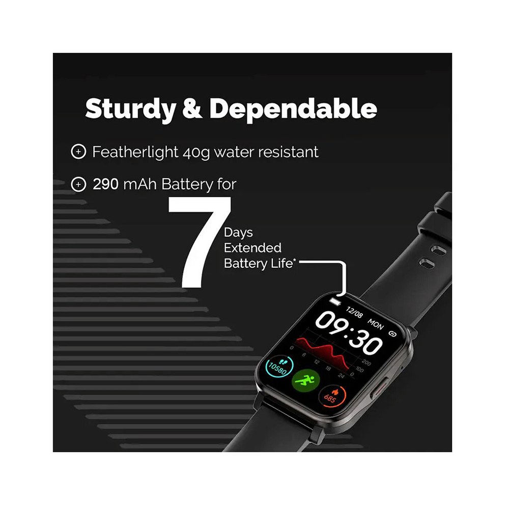 GOQii Stream Bluetooth Calling Smart Watch with 5 Lakh Health, 1 Lakh Life Insurance and 3 Months Free Health & Fitness Coaching Black - Image 6