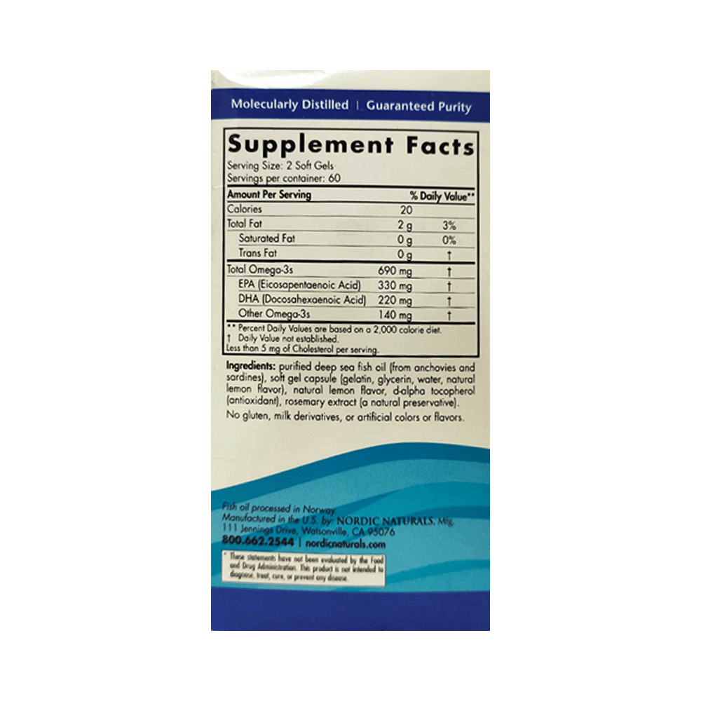 Nordic Naturals Omega 3 690mg Soft Gel Lemon - Image 2