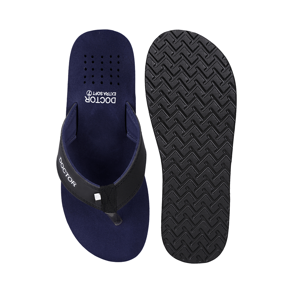 Doctor Extra Soft D24 Orthopaedic | Diabetic | Comfortable | MCR | Flip-Flop for Men Navy 12 - Image 3