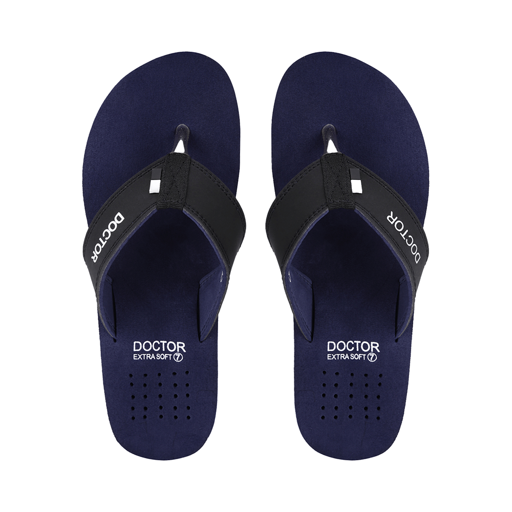 Doctor Extra Soft D24 Orthopaedic | Diabetic | Comfortable | MCR | Flip-Flop for Men Navy 12 - Image 1