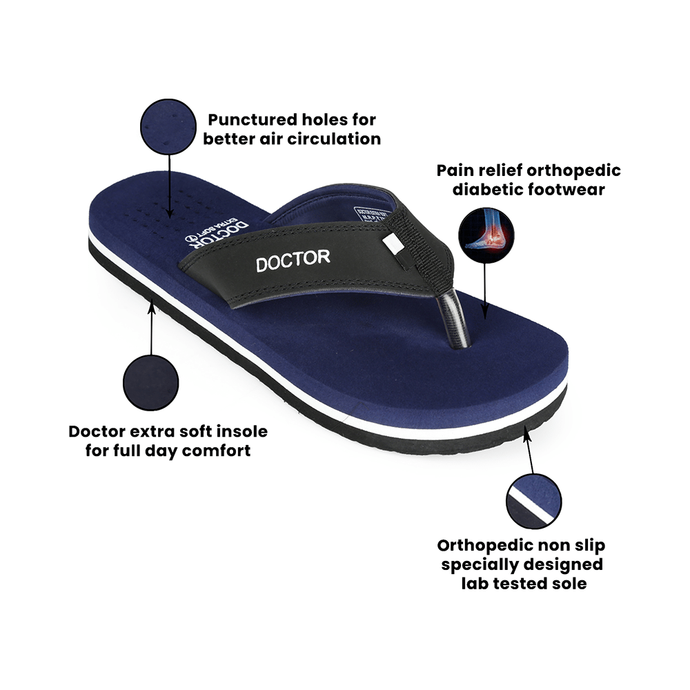 Doctor Extra Soft D24 Orthopaedic | Diabetic | Comfortable | MCR | Flip-Flop for Men Navy 12 - Image 6