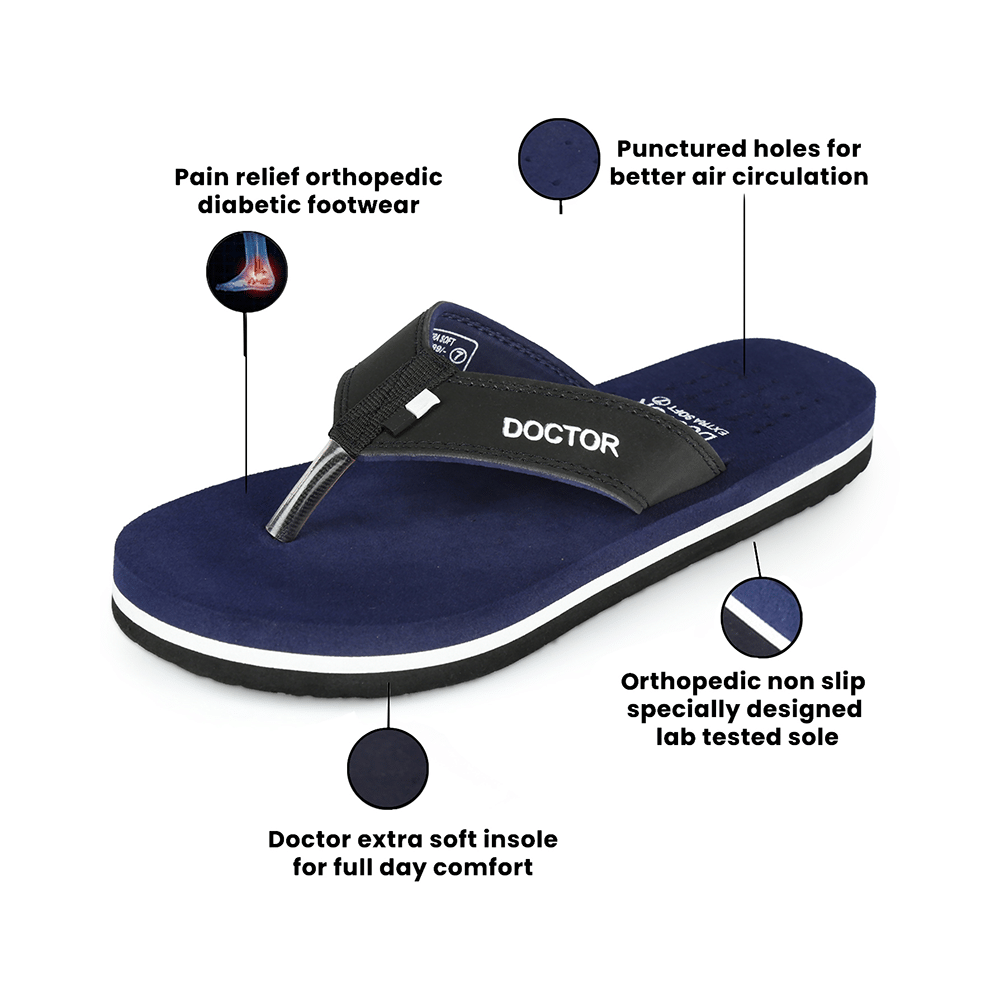 Doctor Extra Soft D24 Orthopaedic | Diabetic | Comfortable | MCR | Flip-Flop for Men Navy 12 - Image 7