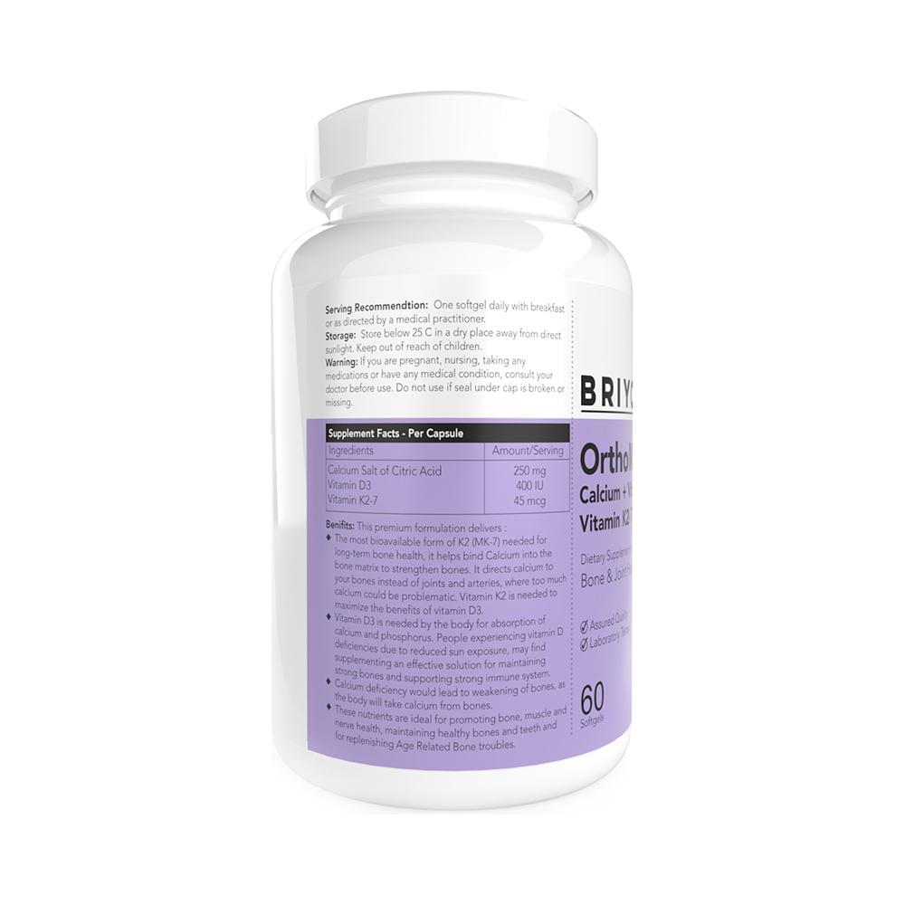 Briyo Orthomax Soft Gels | Bone & Immunity Support | Calcium, Vitamin D3 & K2-M7 Soft Gelatin Capsule - Image 2