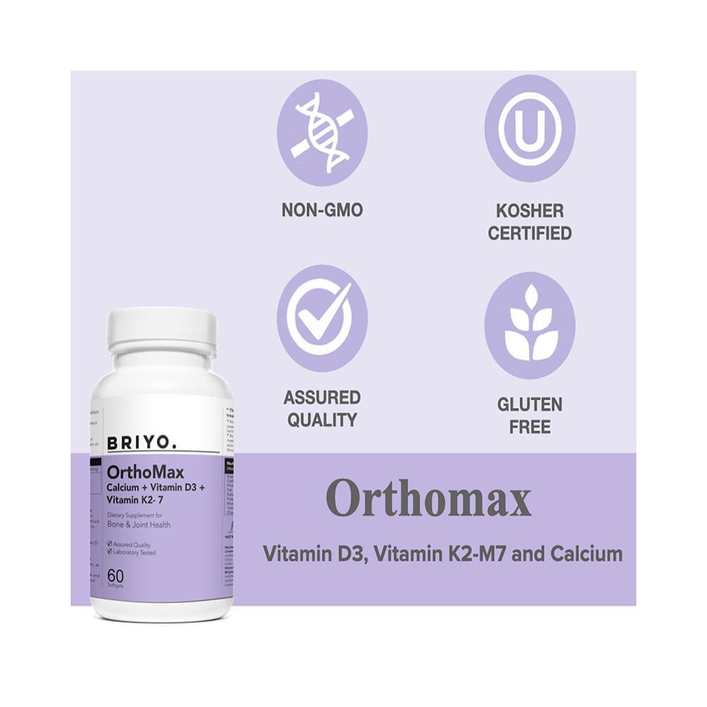 Briyo Orthomax Soft Gels | Bone & Immunity Support | Calcium, Vitamin D3 & K2-M7 Soft Gelatin Capsule - Image 5