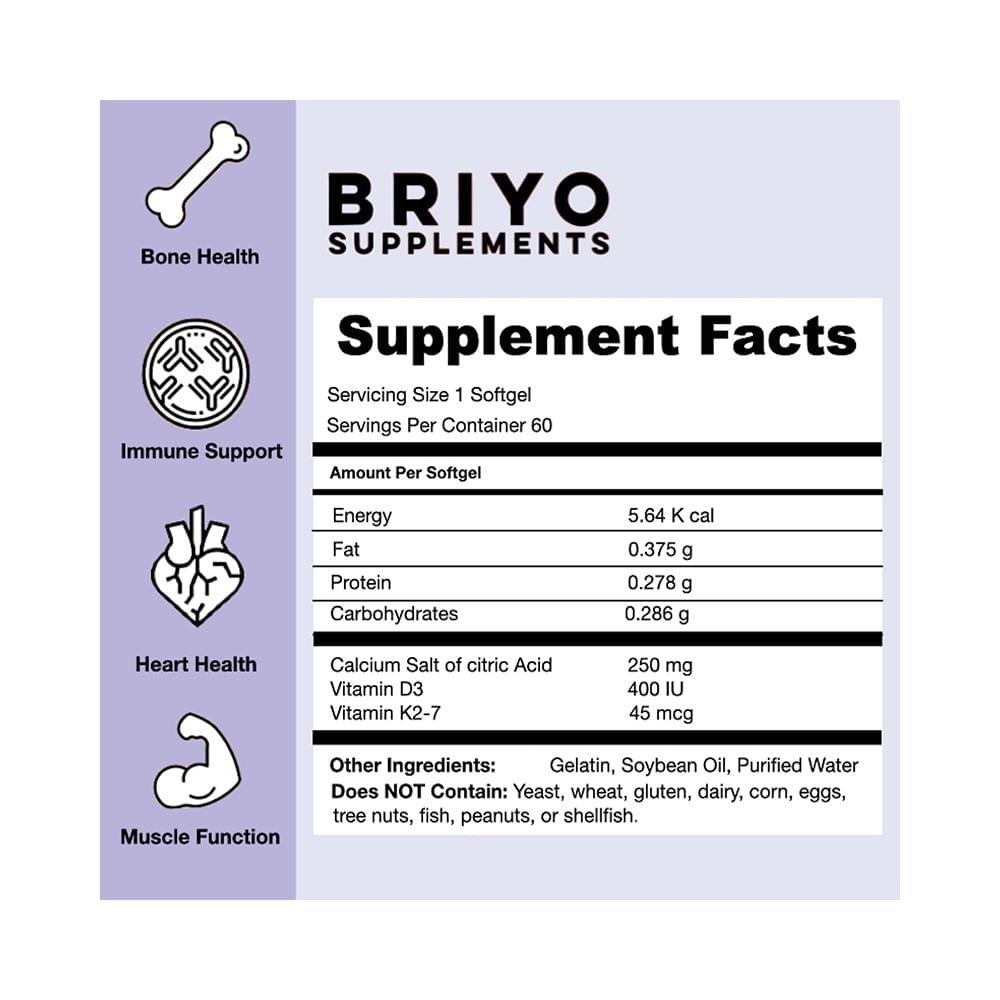Briyo Orthomax Soft Gels | Bone & Immunity Support | Calcium, Vitamin D3 & K2-M7 Soft Gelatin Capsule - Image 6