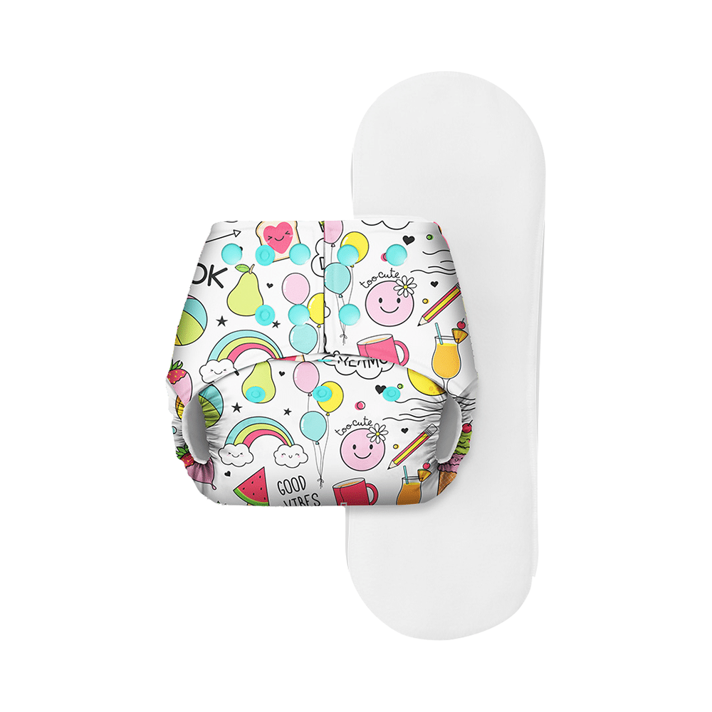 Basic Pocket Diaper with Dry Feel Pad Free Size Doodles - Image 2