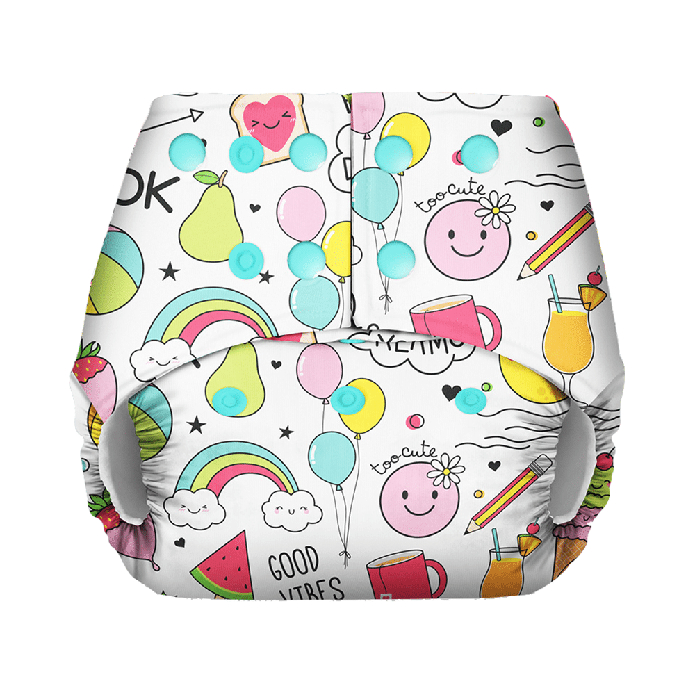 Basic Pocket Diaper with Dry Feel Pad Free Size Doodles