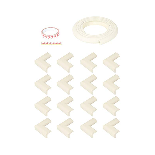 Safe-O-Kid Unique High Density L-Shaped 2mtr Long 4 Edge Guards with 16 Corner Cushions White - Image 1