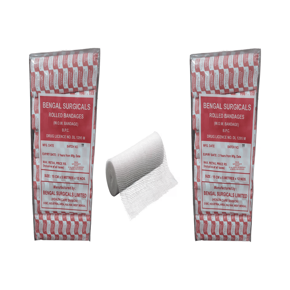 Absorbent Cotton Medical Gauze Roll Bandage (12 Each) 15cm x 5m - Image 1
