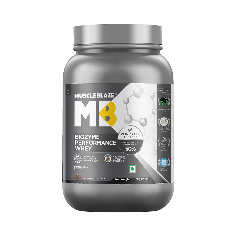MuscleBlaze MuscleBlaze Biozyme Performance Whey Protein | For Muscle Gain | Improves Protein Absorption | Nutrition Care Powder Rich Chocolate - Image 1