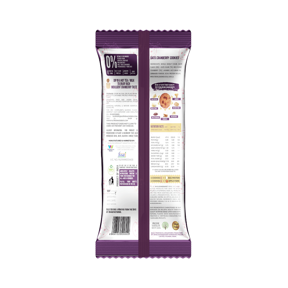 NutriSnacksBox Daily Protein Cookies (50gm Each) Oats Cranberry - Image 3