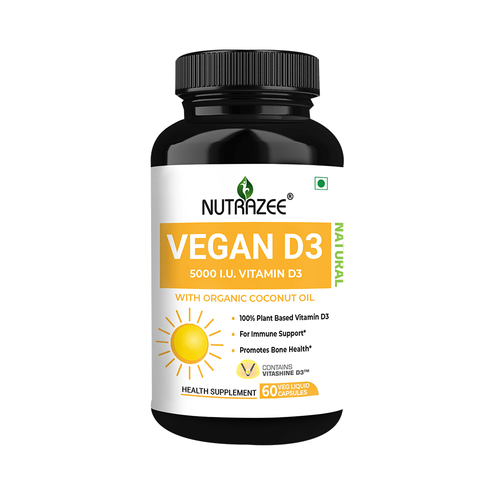 Nutrazee Natural Vegan Vitamin D3 5000IU Veg Liquid Capsule - Image 1