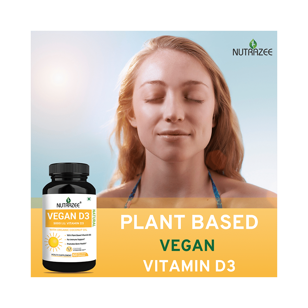 Nutrazee Natural Vegan Vitamin D3 5000IU Veg Liquid Capsule - Image 3