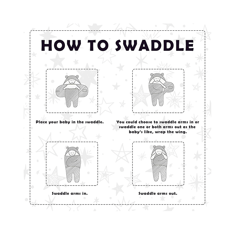 Oyo Baby 3 in 1 Blanket Wrapper-Sleeping Bag for New Born Babies Pink Star - Image 6