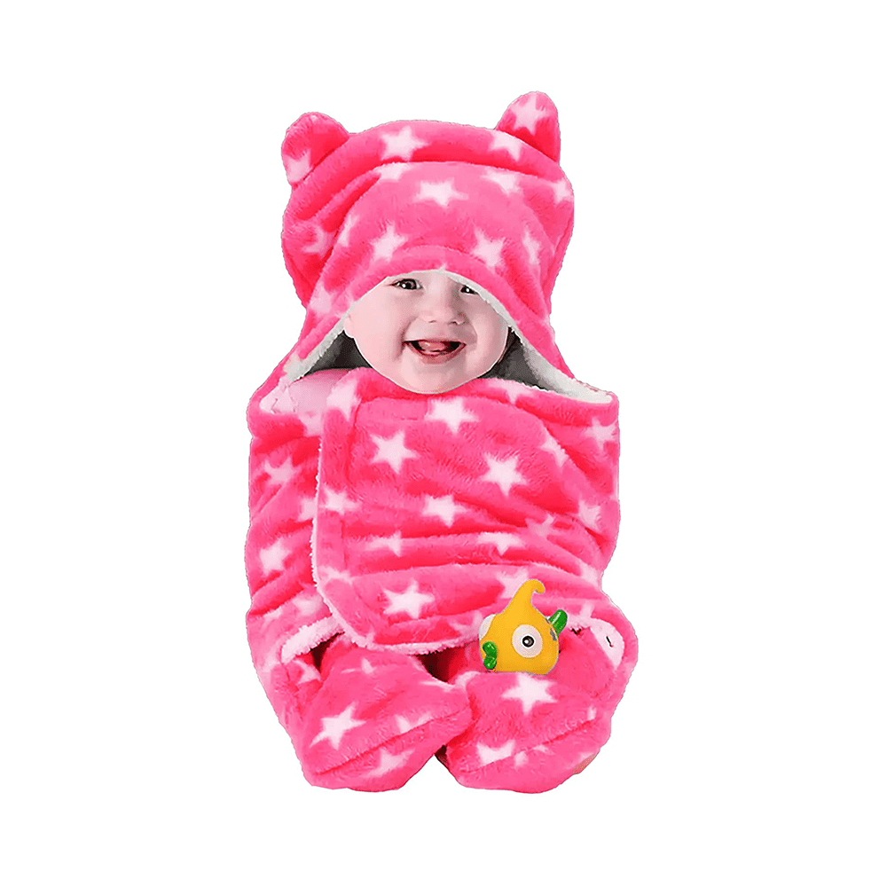 Oyo Baby 3 in 1 Blanket Wrapper-Sleeping Bag for New Born Babies Pink Star - Image 1