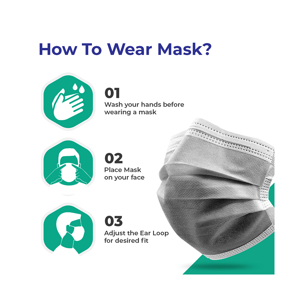 Care View 3 Ply Surgical Disposable Protective Mask (10 Each) Grey - Image 5
