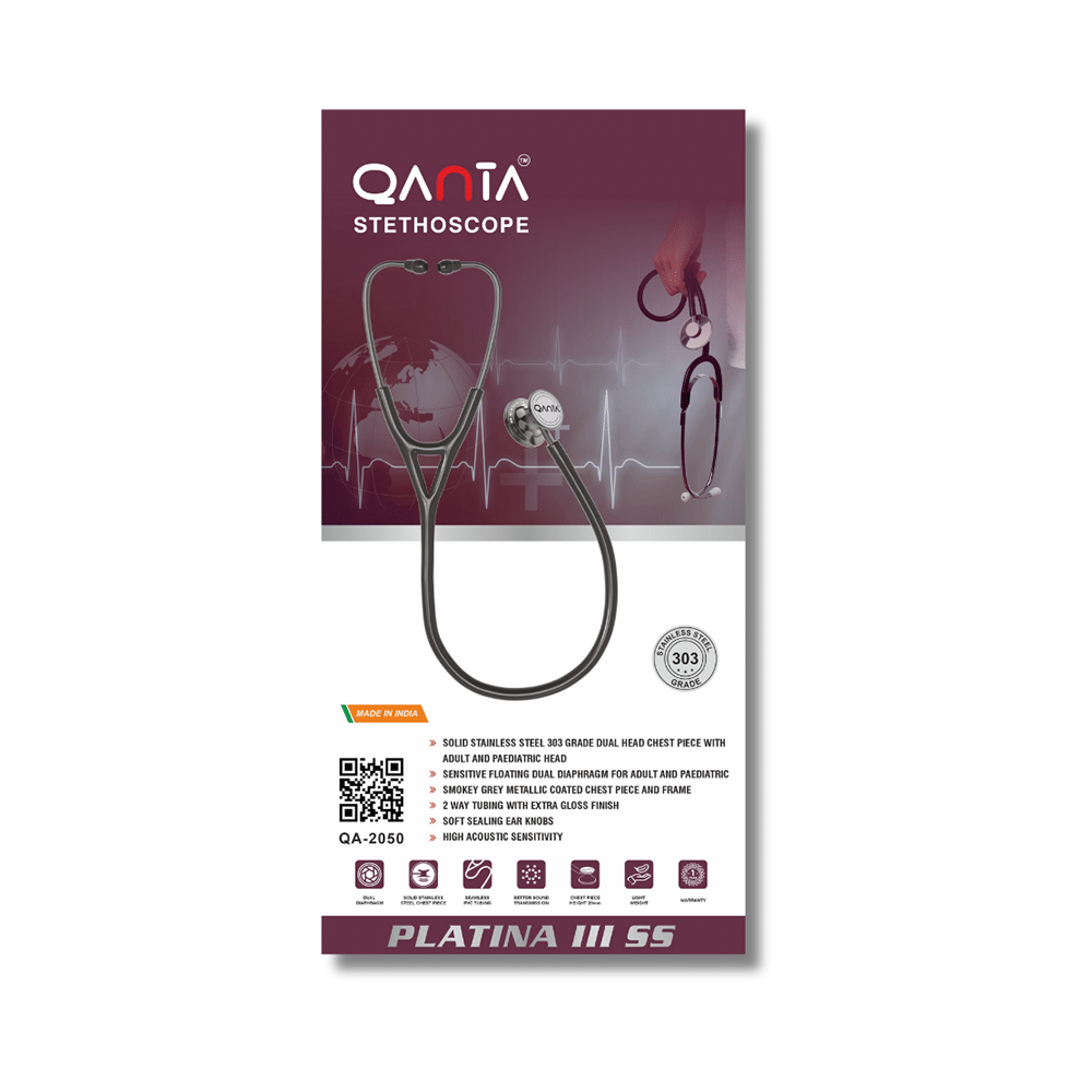 Qanta QA-2050 PLATINA III SS Smokey Grey Finish, Stainless Steel Stethoscope Brown - Image 4