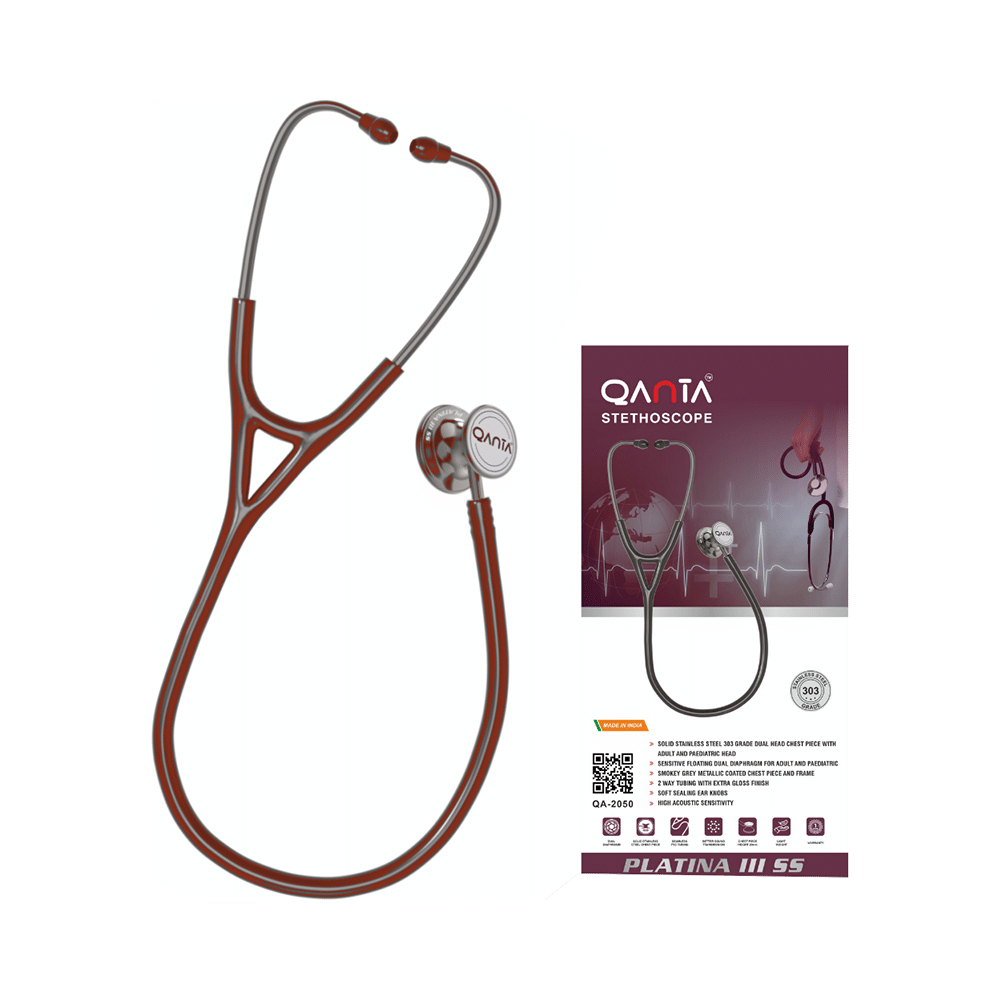 Qanta QA-2050 PLATINA III SS Smokey Grey Finish, Stainless Steel Stethoscope Brown