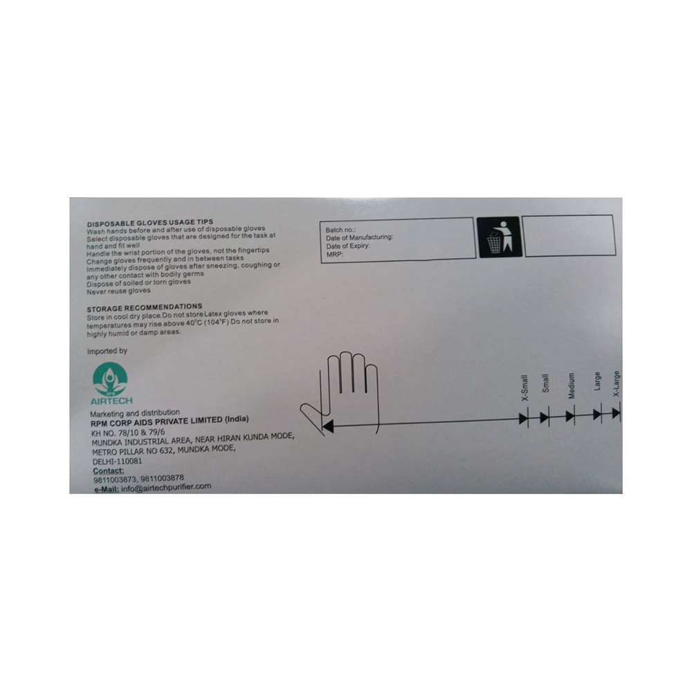 RPM Airtech Latex Poweder Free Disposable Examination Glove (100 Each) Medium - Image 2