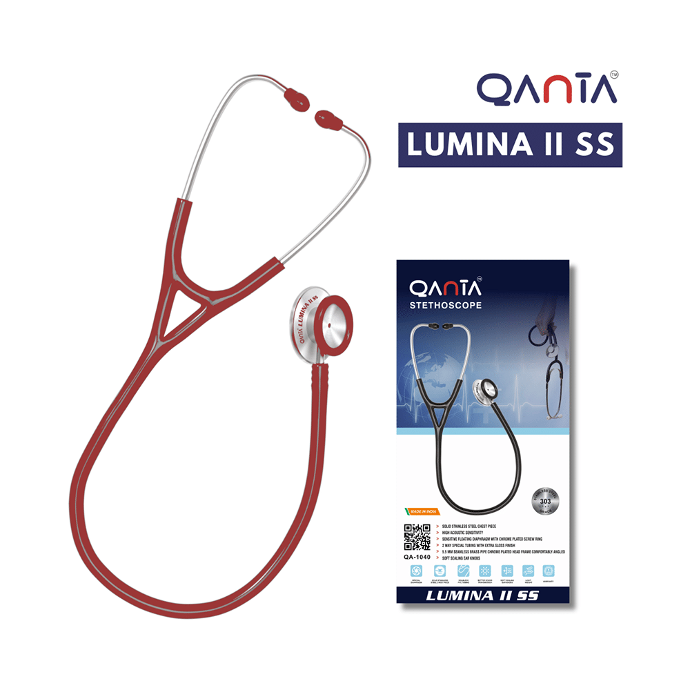 Qanta QA-1040 Stethoscope Lumina II SS With Stainless Steel Chest Piece Red - Image 6
