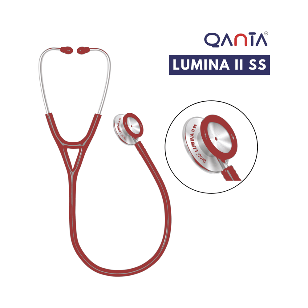 Qanta QA-1040 Stethoscope Lumina II SS With Stainless Steel Chest Piece Red - Image 2
