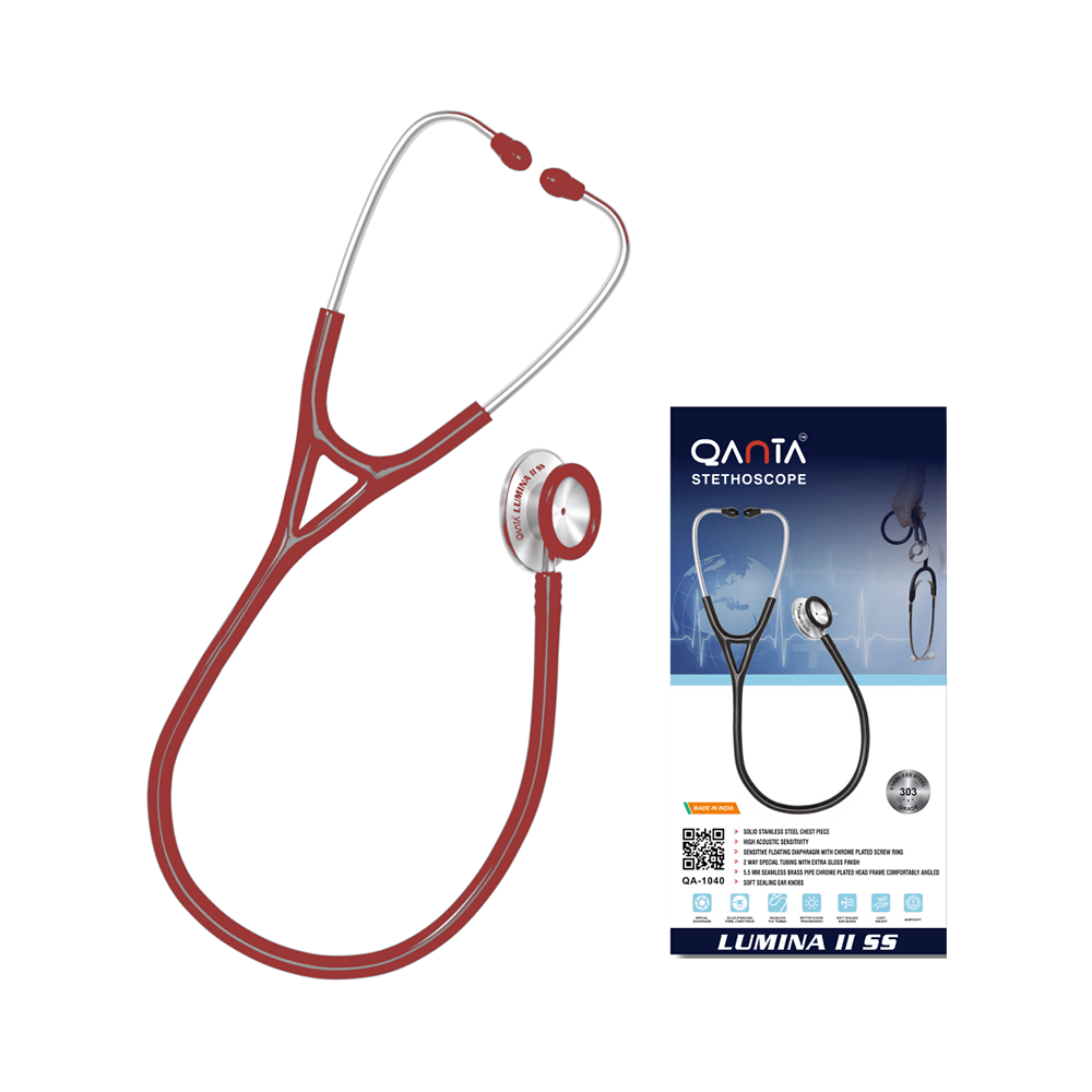 Qanta QA-1040 Stethoscope Lumina II SS With Stainless Steel Chest Piece Red - Image 1