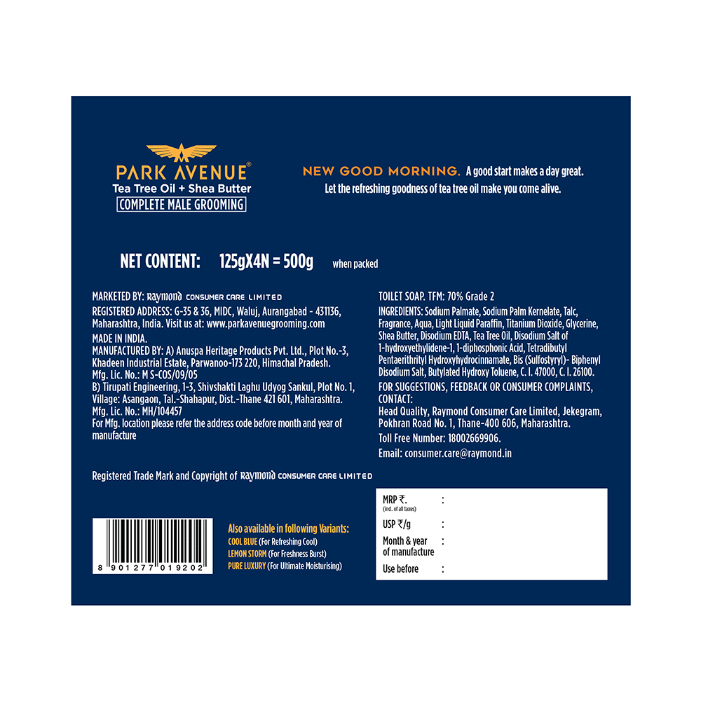 Park Avenue Premium Men's Soap (125gm Each) Good Morning - Image 2