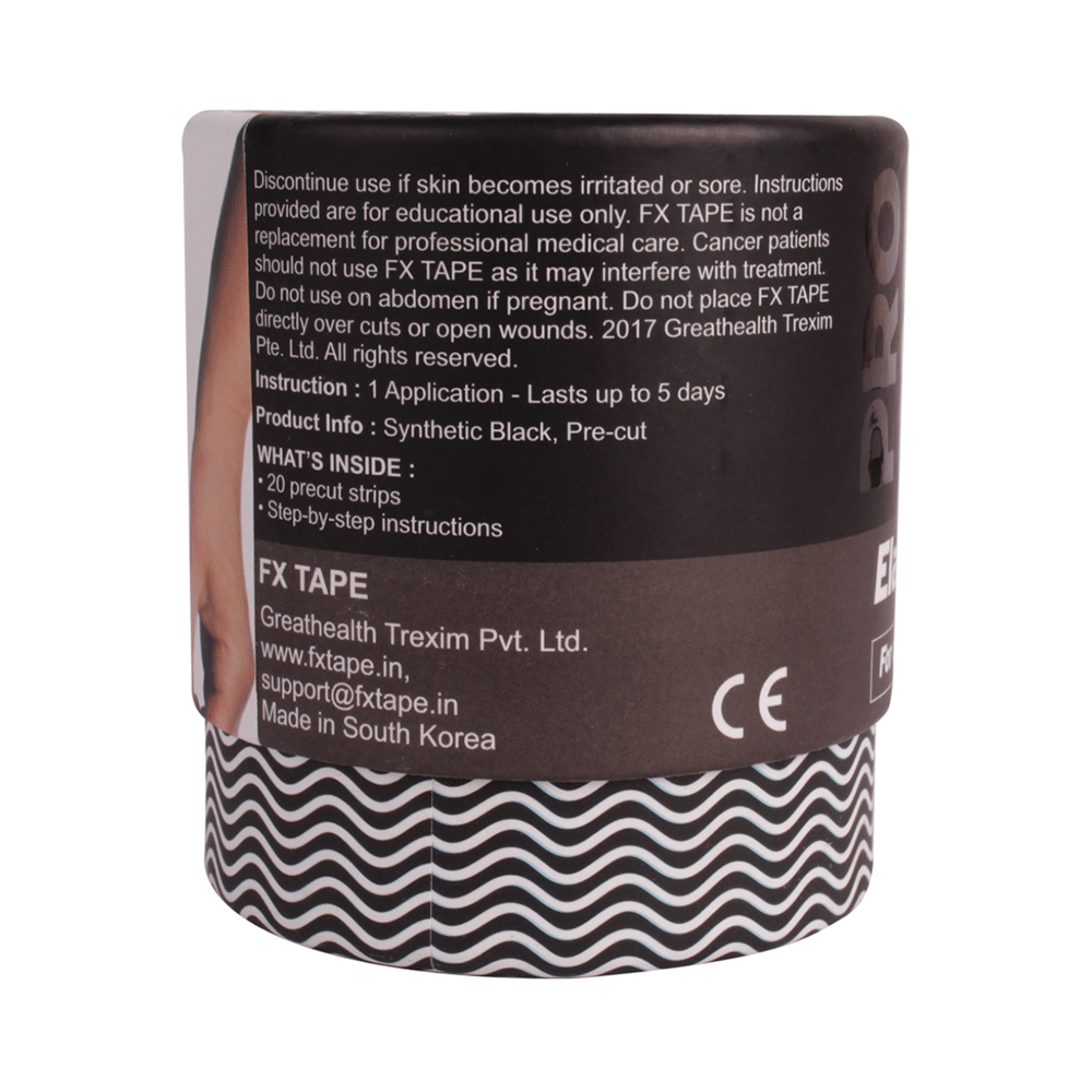 FX Pro Elastic Sports Tape (20 Precut) 10 inch Black - Image 2