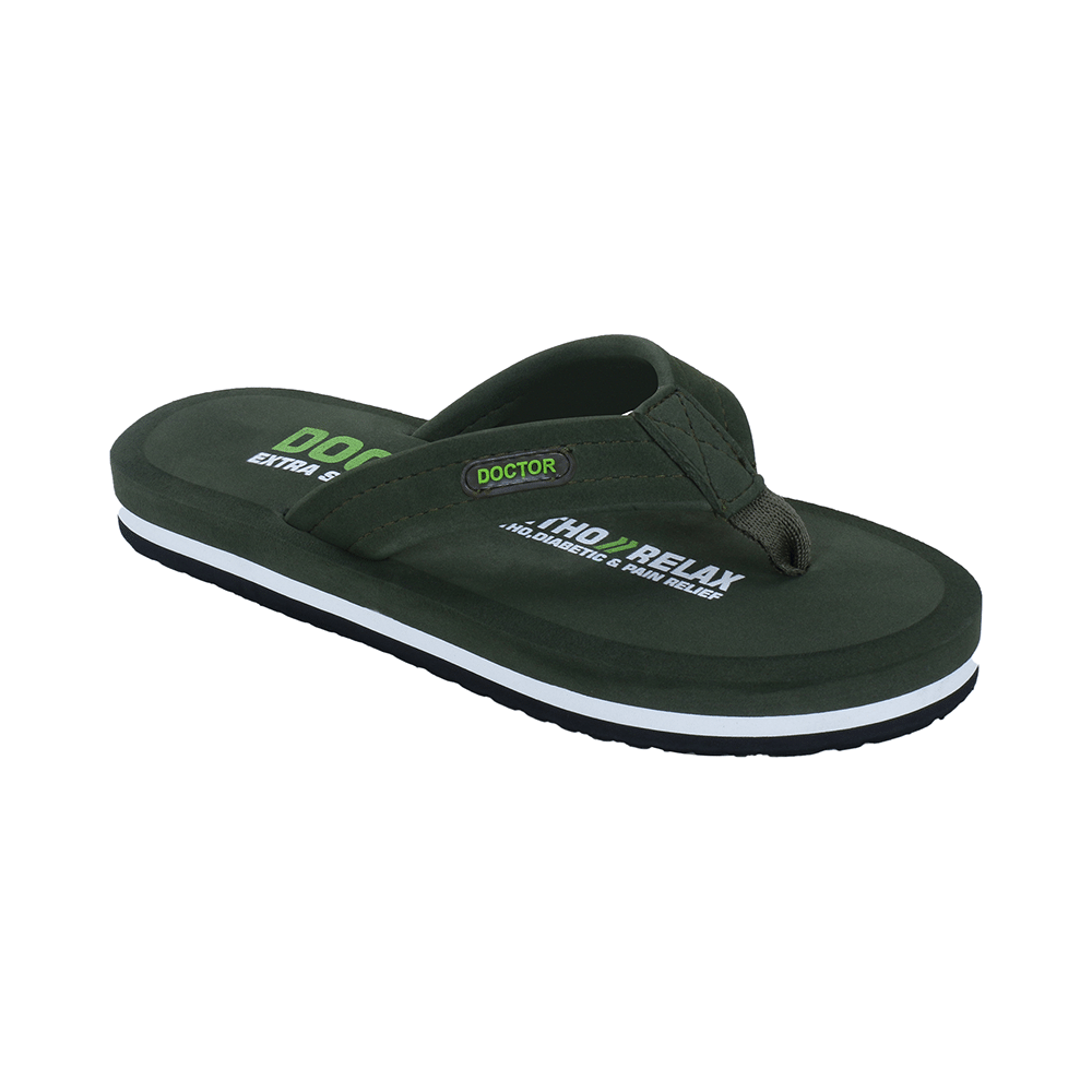 Doctor Extra Soft D32 Skid Resistant || Lightweight || Comfortable Footbed || Memory Foam Bounce Back Technology || Flip-Flop & Sliders for Men Olive 11 - Image 2